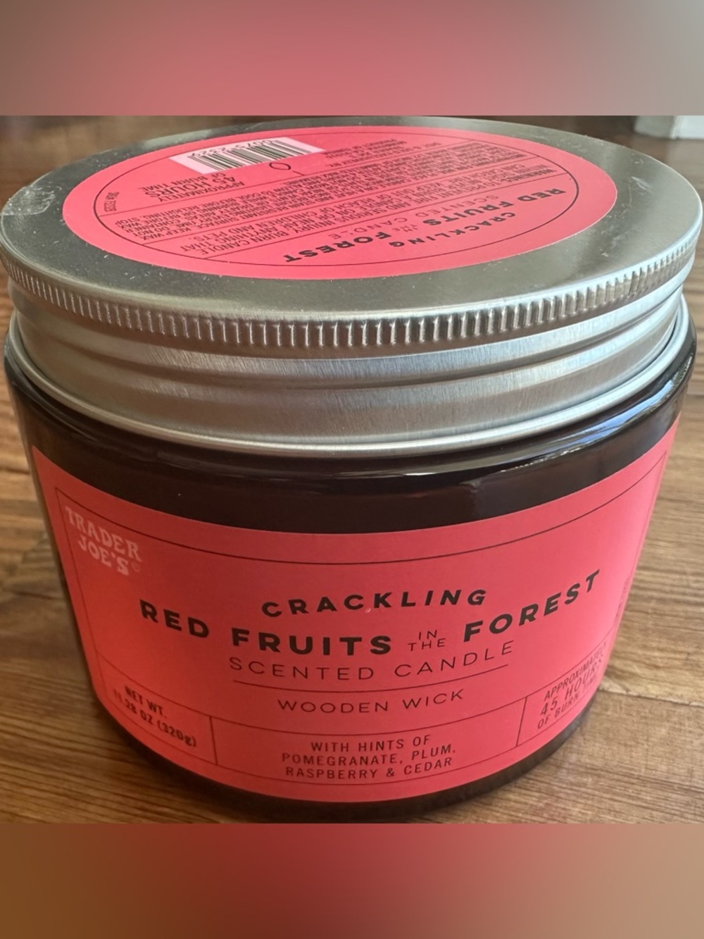 Trader Joe’s Crackling Red Fruits in the Forest scented candle 🍓🌲✨ Brand NEW!